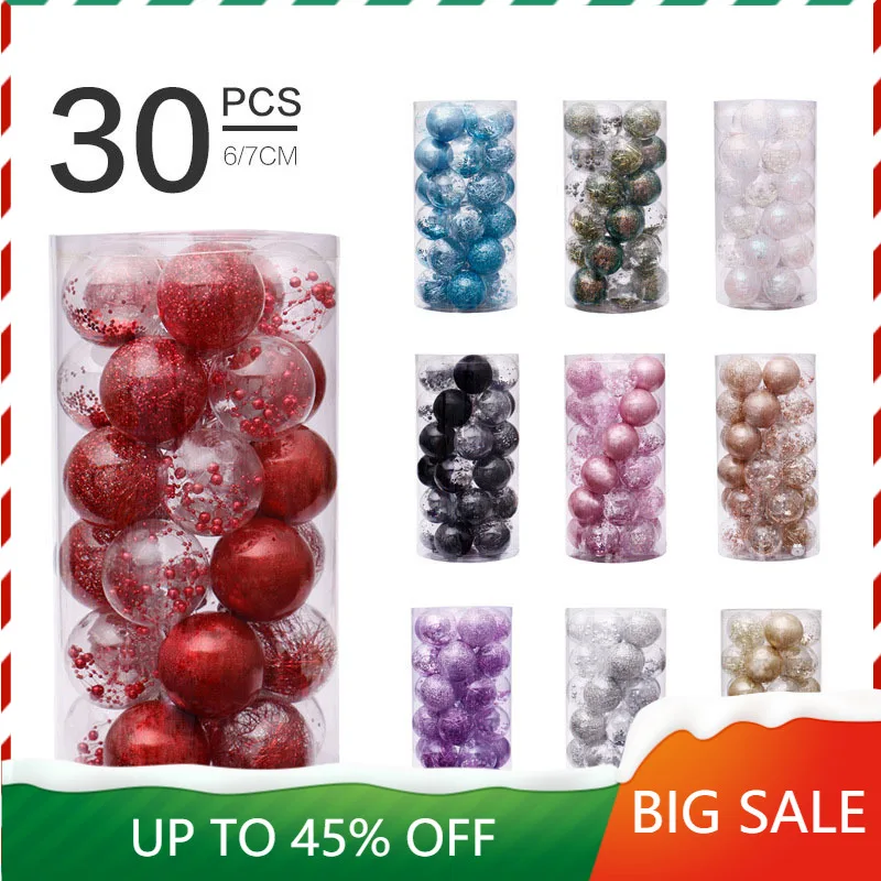 

Homd Christmas Ornaments 30pcs 6cm Balls Christmas Tree Decorations Baubles Set for Xmas Tree with Gift Boxes