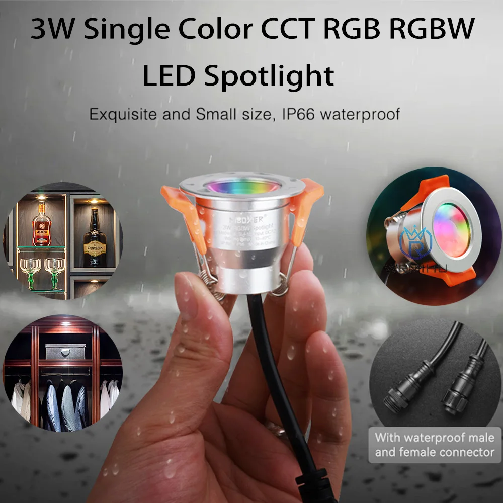 Miboxer 3W Mini LED Downlight Single Color CCT RGB RGBW Dimmable Waterproof Cabinet Lamp Wardrobe Jewelry Showcase Spotlight