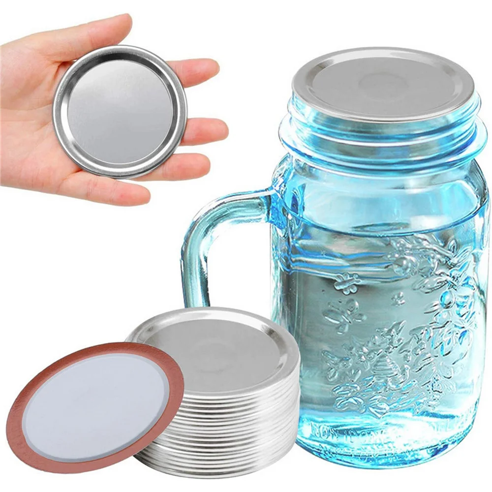 

100pcs 86MM Mason Jar Canning Lids Reusable Leak Proof Split-Type Silver Gold Lids with Sealing Ring Kitchen Fresh-keeping Cover