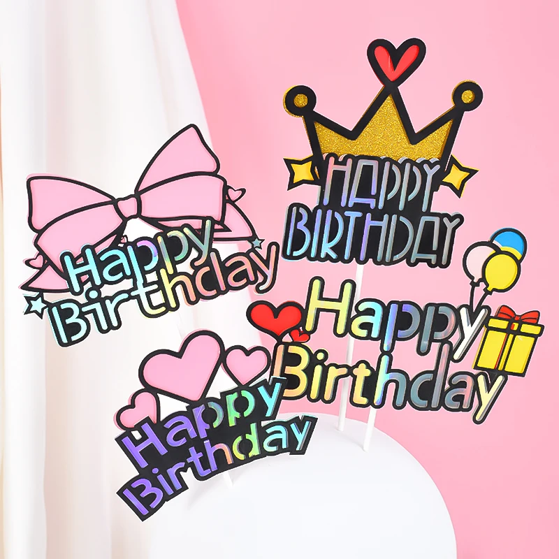 Cakelove бант Корона флажки в форме сердца торт Топпер кекс вечерние украшения для