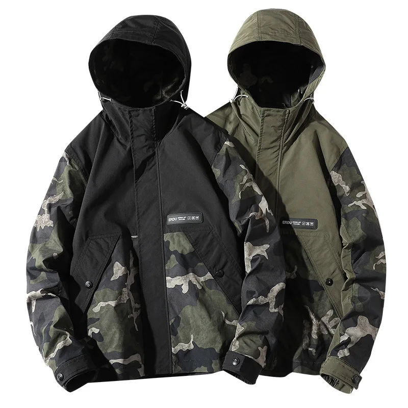 

2021 New Arrivals Mens Camouflage Windbreaker Bomber Jacket Military Hooded Male Casual Outerwear Cargo Army Coat 1000