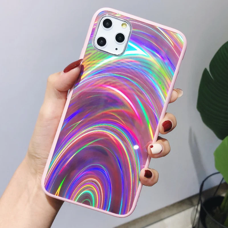 

3D Rainbow Mirror Laser Phone Cases For iphone 12 Mini 13 11 Pro X XS Max XR Case 6 6S 7 8 Plus SE 2020 Hard PC Case Back Cover