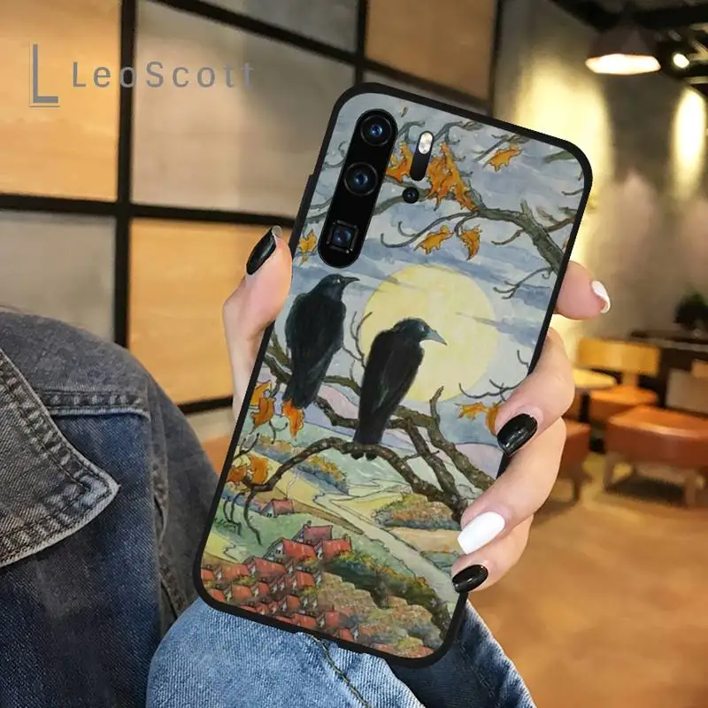 

Horror dark style crow animal Phone Case For Huawei honor Mate P 9 10 20 30 40 Pro 10i 7 8 a x Lite nova 5t