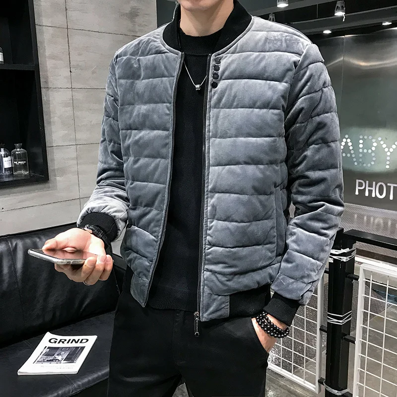 gray Veste Homme Hiver Мужская Куртка Jaqueta Masculina Inverno теплые пальто уличная новая мужская куртка хип-хоп бейсбольное пальто Верхняя одежда - Цвет: gray