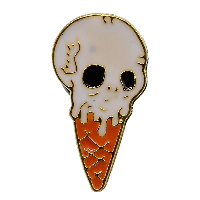 Классическая эмалированная V-образная заколка с изображением мороженого черепа