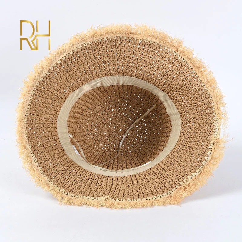 Шляпа женская Соломенная с широкими полями складная пляжная Панама от солнца из