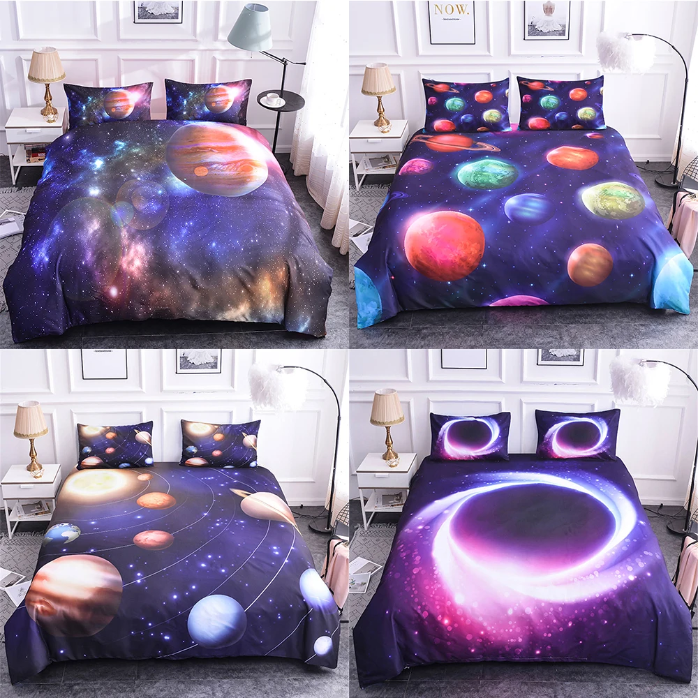 

2021 Planet Earth 3D Bedding Set Bed Cover Queen King Nebula Printed Soft Bed Set Universe Outer Space