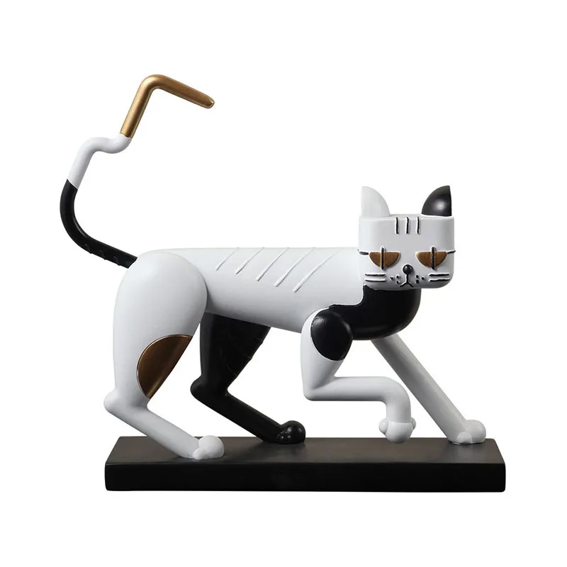 

Nordic Creative Resin Cat Statues Table Ornaments Abstract Animal Living Room Porch Personality Decoration Lucky Figurines Decor