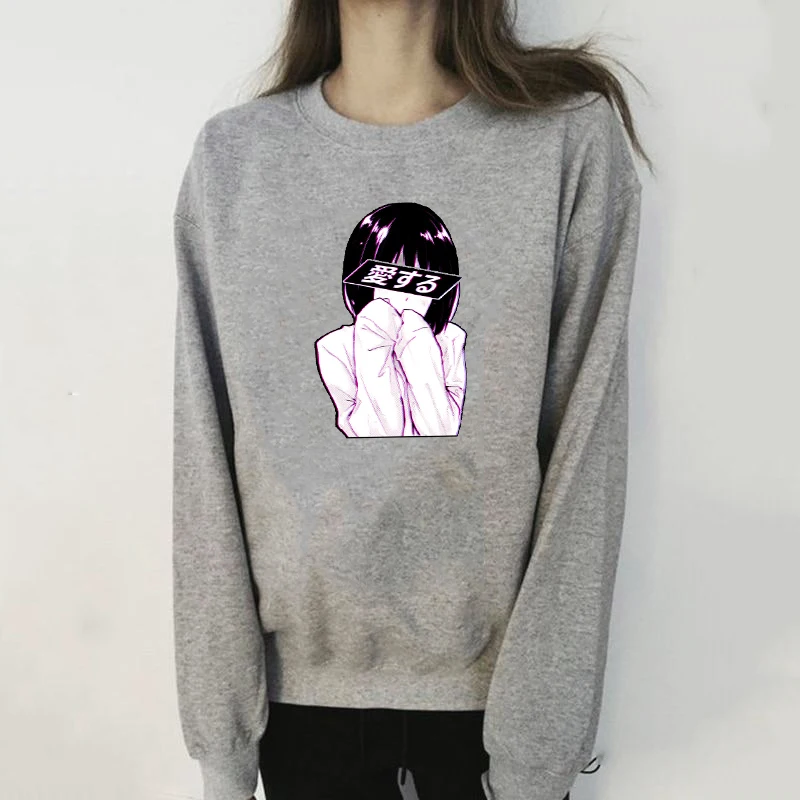 Модная женская одежда SAD японского аниме Эстетическая наклейка Harajuku топы с