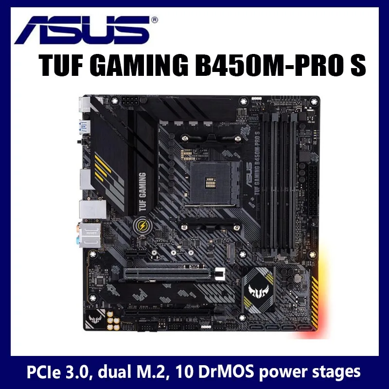 Verkaufen Buchse AM4 Asus TUF GAMING B450M-PRO S Motherboard PCI-E 3,0 M.2 SATA III 128GB DDR4 Desktop B450 Placa-mãe AM4 Micro ATX Verwendet