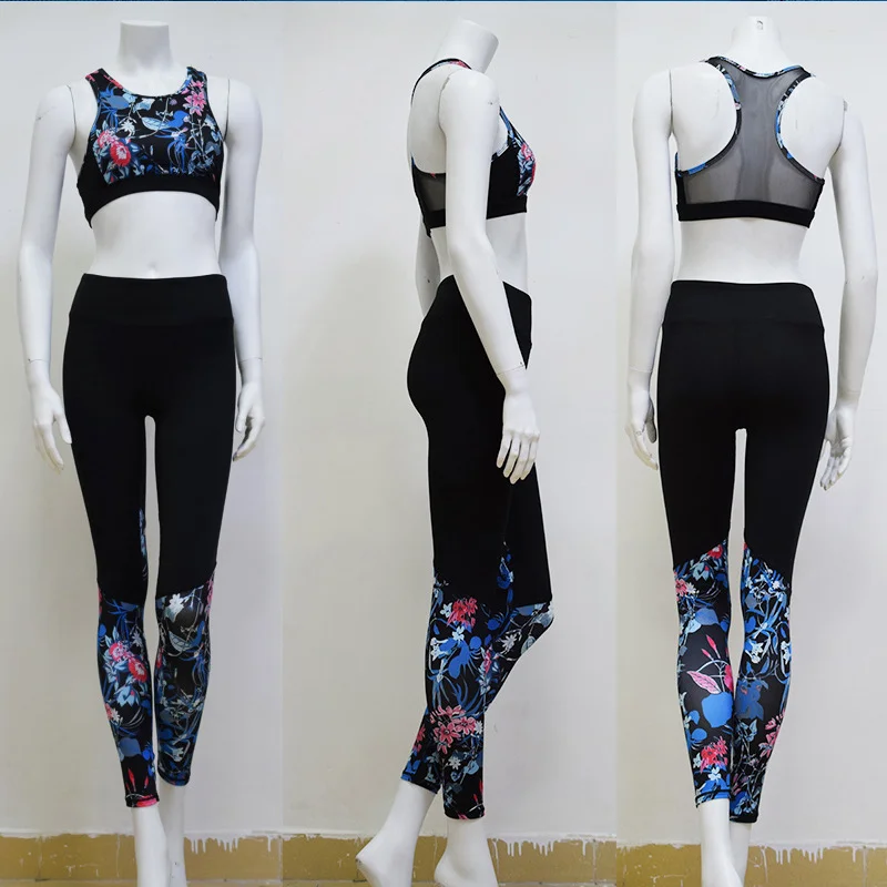 LISCN 2 Pcs Sports Suits Seamless Yoga Set Women Fitness Clothing Sportswear Woman Gym Leggings Padded Print Bra Pants oversize | Спорт и