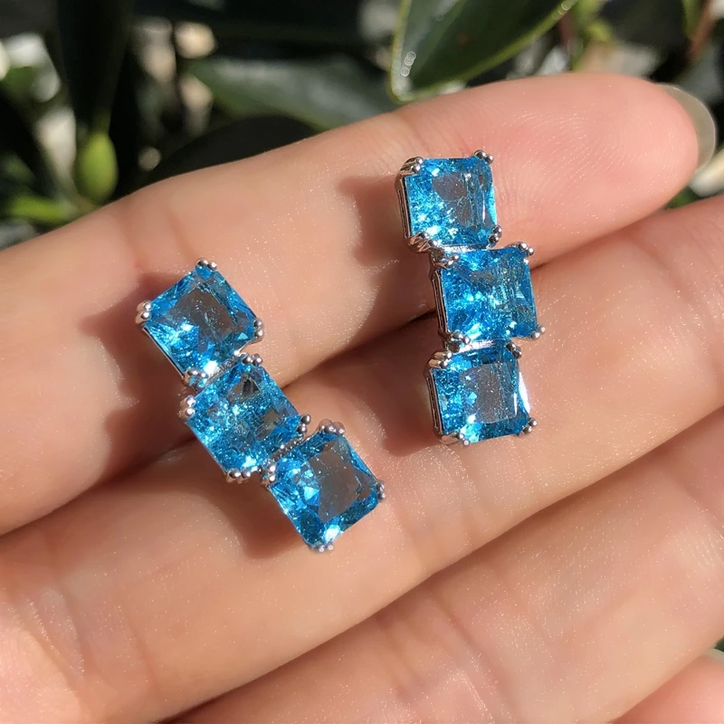 Женские Геометрические серьги гвоздики с кристаллами|Серьги-гвоздики| |