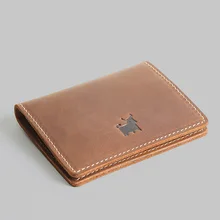 Genuine Leather Credit Card Holder Vintage Handmade Wallet for Cards Mini Cow Leather Purse Designer Card Case