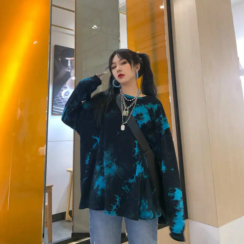 Футболка женская в стиле оверсайз с длинным рукавом Базовая рубашка принтом