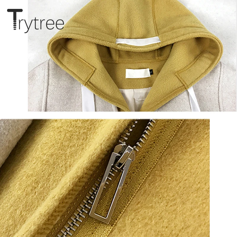 Trytree/осенне-зимнее женское повседневное пальто на молнии с капюшоном и карманами