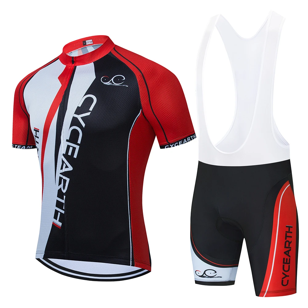 

2021 Cycling Suit CYCEARTH Short Sleeve Jersey Summer Men's Bike Bib Shorts Clothes Maillot Bicycle Sets MTB Clothing Sportwear