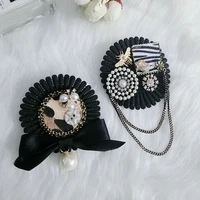 retro bee crystal gem chain tassels brooches number 5 pearl tassel brooch pins for women clothes accessories