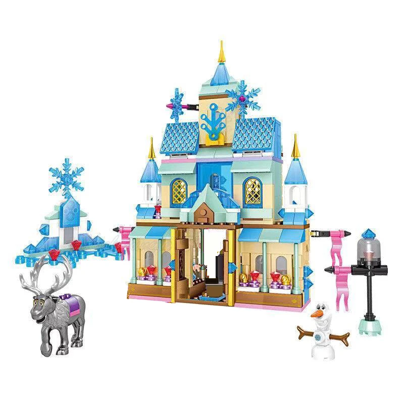 Disney Frozen 316pcs Dream Princess Elsa Ice Castle Princess Anna Set Building Model Blocks Gifts Toy Compatible with Legoings