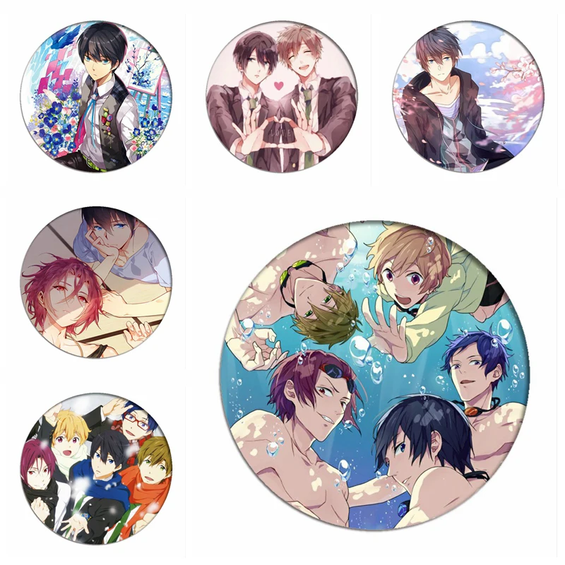 Бесплатно! Iwatobi плавать Косплей рюкзак значки Nanase Haruka брошь заколки Тачибана