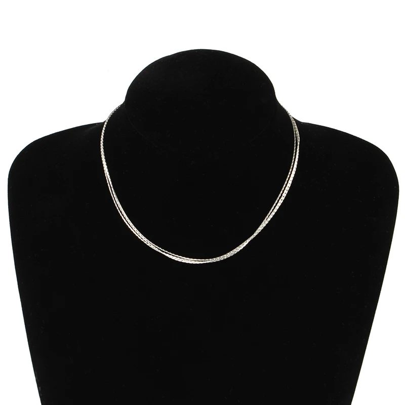 

Gold Silver Color Multi layered Tiny Wire Choker Necklace For Women Jewelry XL949