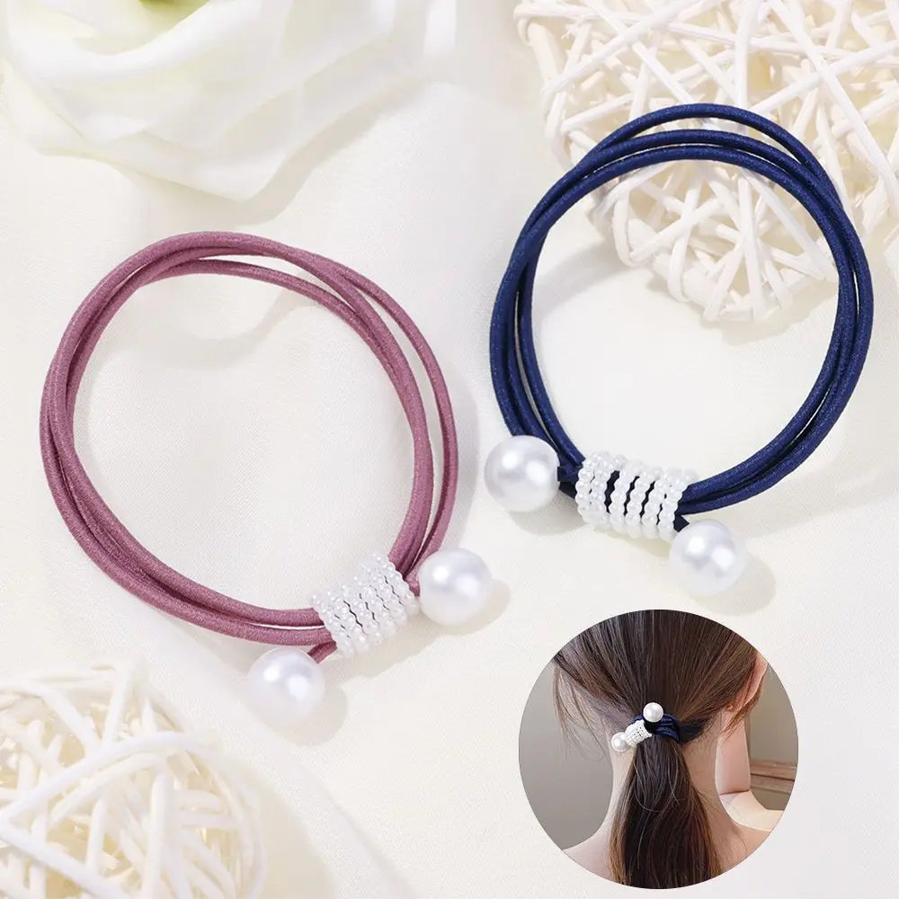 

Accessories Ponytail Fruit Color Headdress High Elasticity Hair Tie Pearl Head Rope Pearl Bow Rubber Band Rubber Band