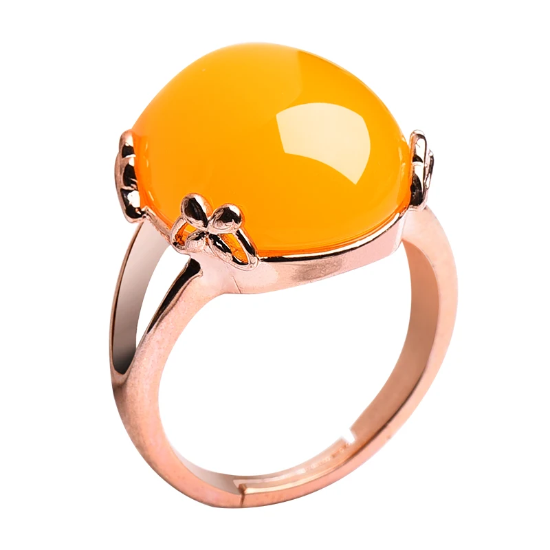 Дизайнерское Янтарное Кольцо женское регулируемое кольцо с куриным маслом и