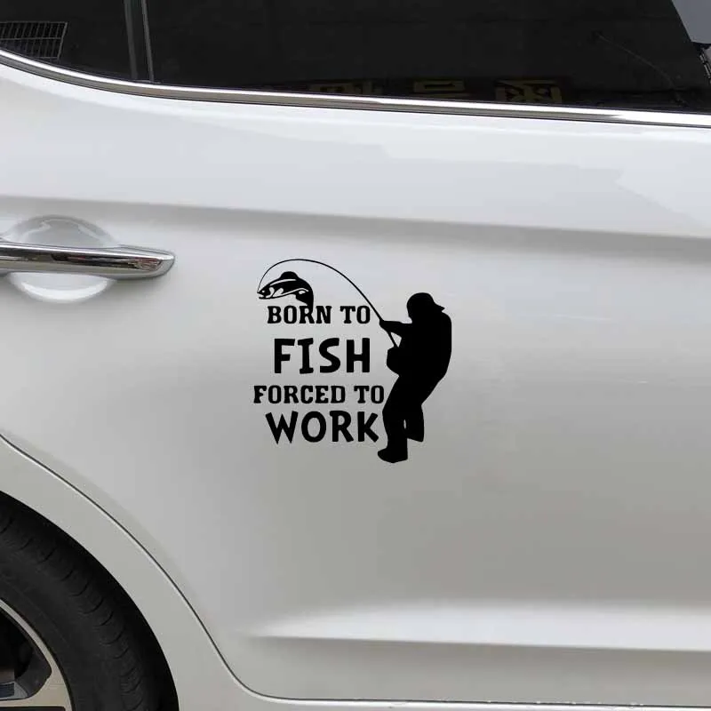 

Personalized 15cm X 15cm Car Sticker and Decal Motorcycle Born To Fish Forced To Work Fishing Waterproof Accessories PVC