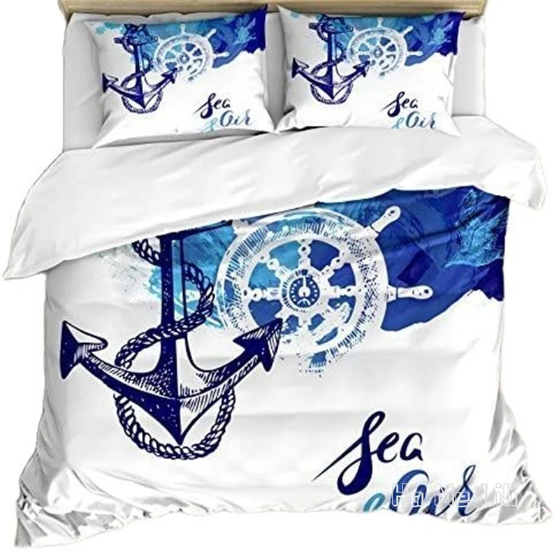 

By Ho Me Lili Duvet Cover Set Vivid Ocean Back With Paint Effects With Wind Rose And Rudder Cruise Image Decor Bedding