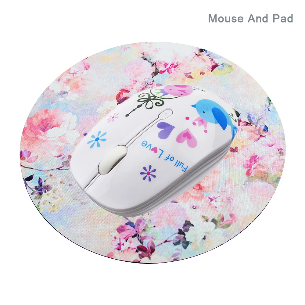 Model B And Pad Беспроводная мышь милый мультфильм медведь дизайн с бабочками и цветами USB оптическая Бесшумная мышь 1200 dpi компьютерная мышь с ковриком для мыши для девочки - Цвет: Model B And Pad