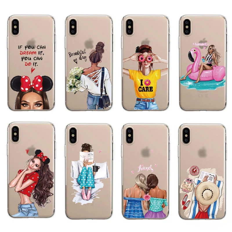 Чехол для телефона BFF girls best friend iPhone 7 X XR Модный чехол принцессы 8 Plus 6 6s XS MAX5 5s