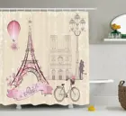 Занавеска для душа Kiss с изображением цветов, символов Парижа, достопримечательностей, Эйфелевой башни, воздушных шаров, романтичная Водонепроницаемая занавеска для душа для велосипеда и пары