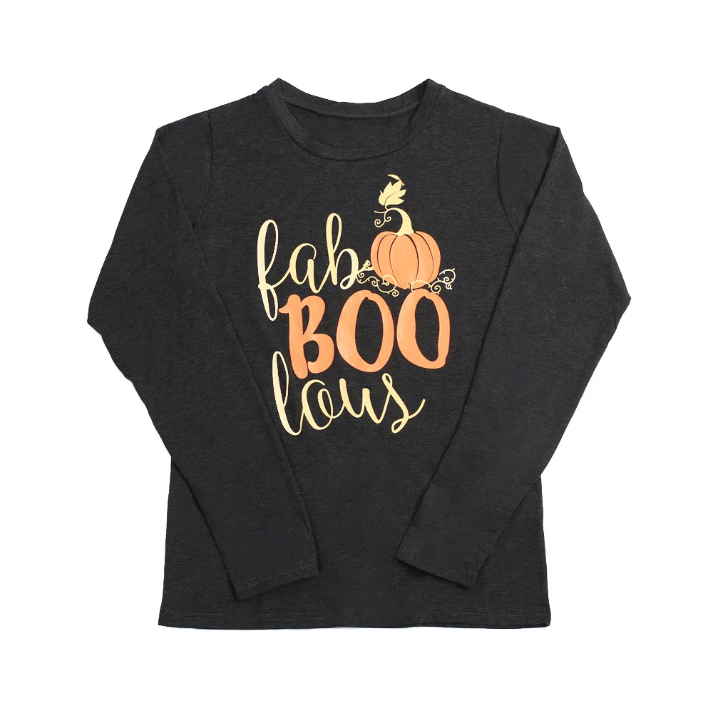 

Summer Halloween Pumpkin Print Ladies Round Neck Pullover T-shirt Casual Daily Wild Style Long Sleeve Top