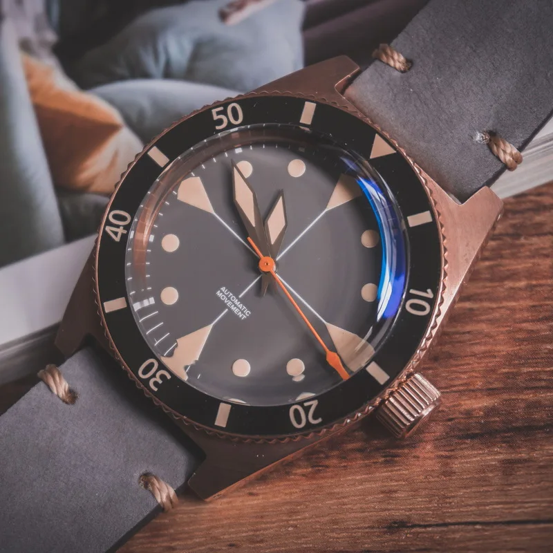 Часы мужские автоматические бронзовые водонепроницаемые швейцарские