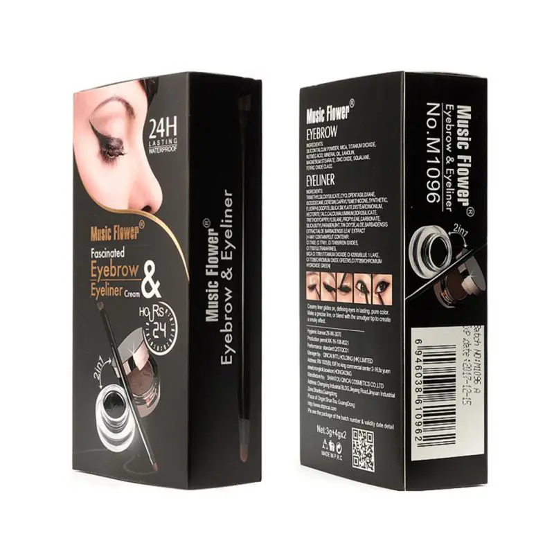 Супер стойкая коричневая Черная гелевая подводка для глаз черная пудра бровей