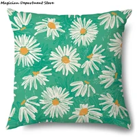 daisy pastoral style pillowcase square 4545cm car sofa bedroom bed pillowcase throw pillow green beautiful flowers pillow new