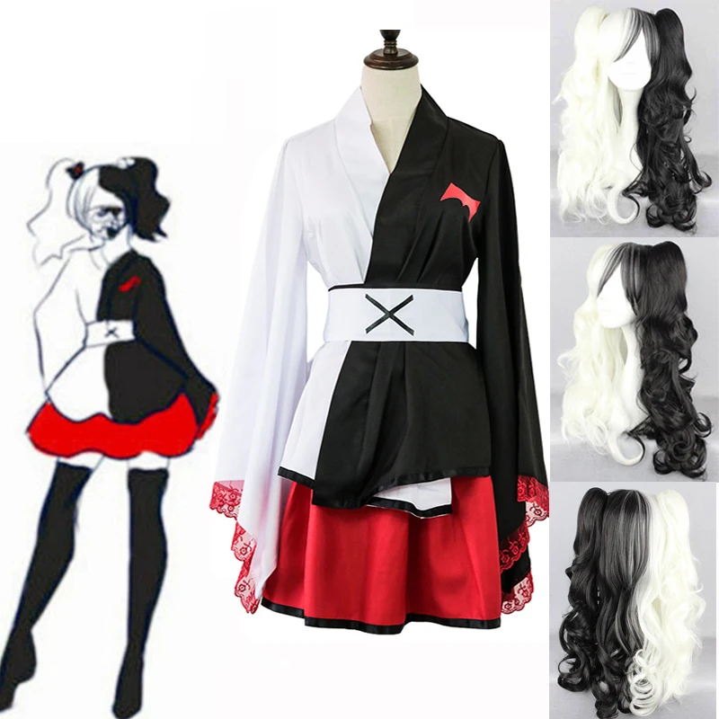 

Аниме Danganronpa Косплей Монокума передник японские кимоно для женщин женские платья маскарадный костюм на Хеллоуин; Платье размера плюс S-2XL