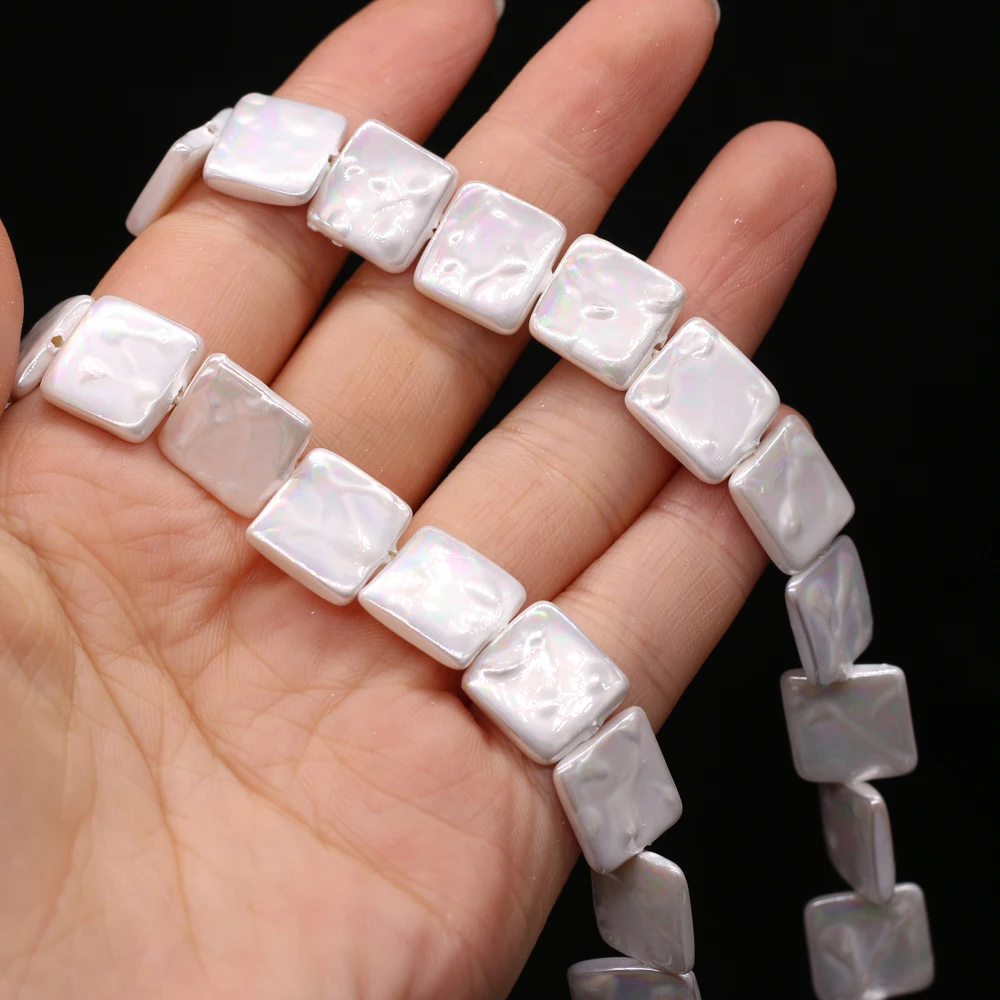Natural Freshwater Pearl Mother Shell Pearl White Shell Square Bead Jewelry Making DIY Necklace Earrings Bracelet Accessories