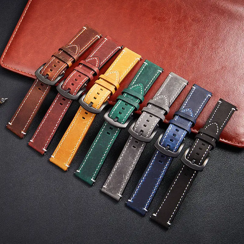 

Quick Release Men Watch Straps Handmade Vintage Genuine Leather Watchbands 18mm 20mm 22mm 24mm Replace Bracelet Watch Band