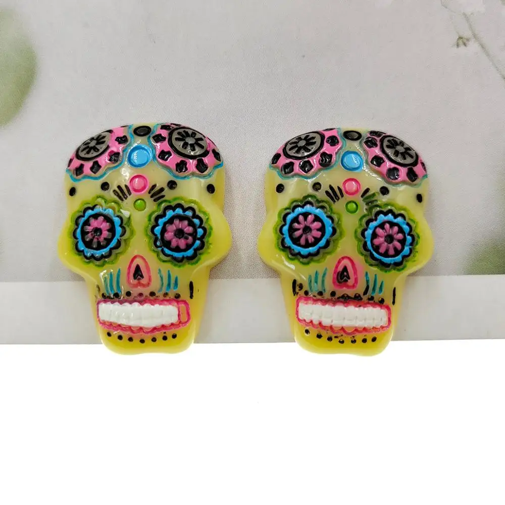 15 шт./лот резиновые аксессуары с плоским основанием в виде черепа | Дом и сад