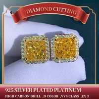 high street fashion redden diamond cut yellow 2 0 carat high carbon diamond earrings 925 silver platinum plated charm wedding gi