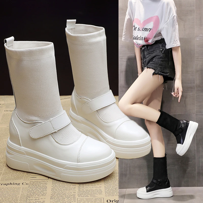 

2021 NEW Autumn Winter New Fashion Women's Socks Single Boots Thick-soled Casual Increase All-match Socks Women's Single Boots