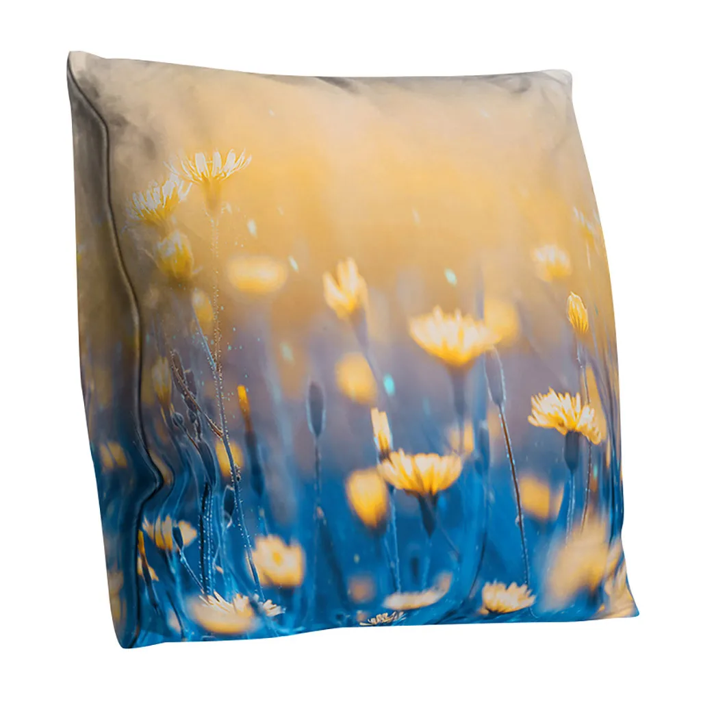 Чехол для подушки из полиэстера с цветочным принтом двусторонний чехол