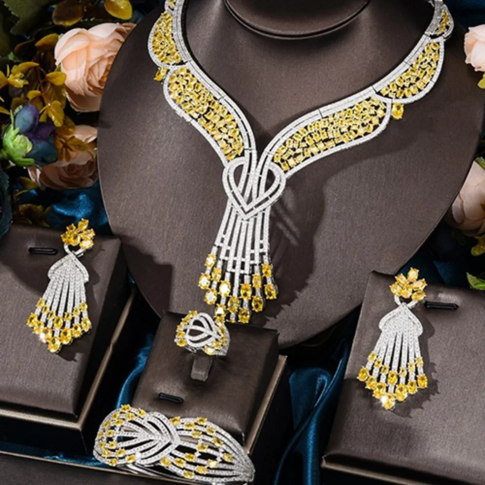 

Blachette Trendy Romantic Austrian Crystal Luxury Nigerian Wedding African Dubai Bridal Jewelry Set Women Attractive Jewelry