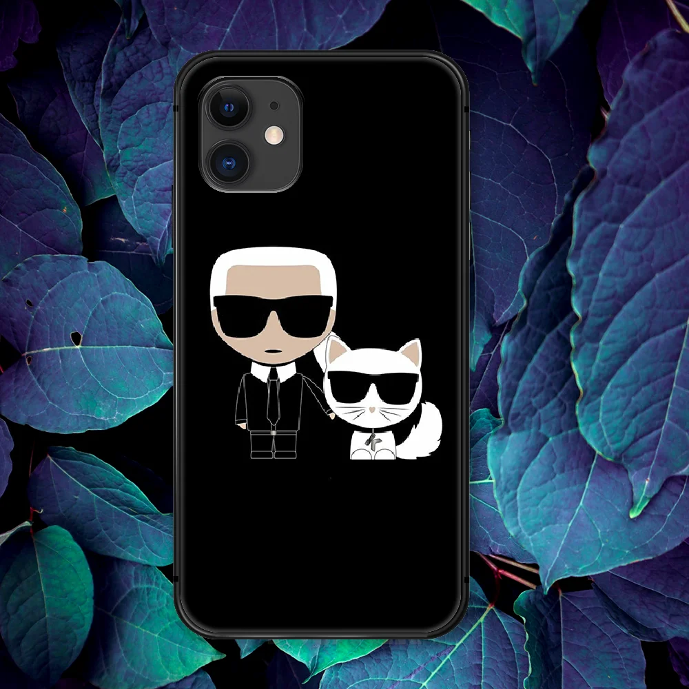 

Karls Lagerfeld Designer Cat Phone Case For IPhone 4 4s 5 5S SE 5C 6 6S 7 8 Plus X XS XR 11 12 Mini Pro Max 2020 black
