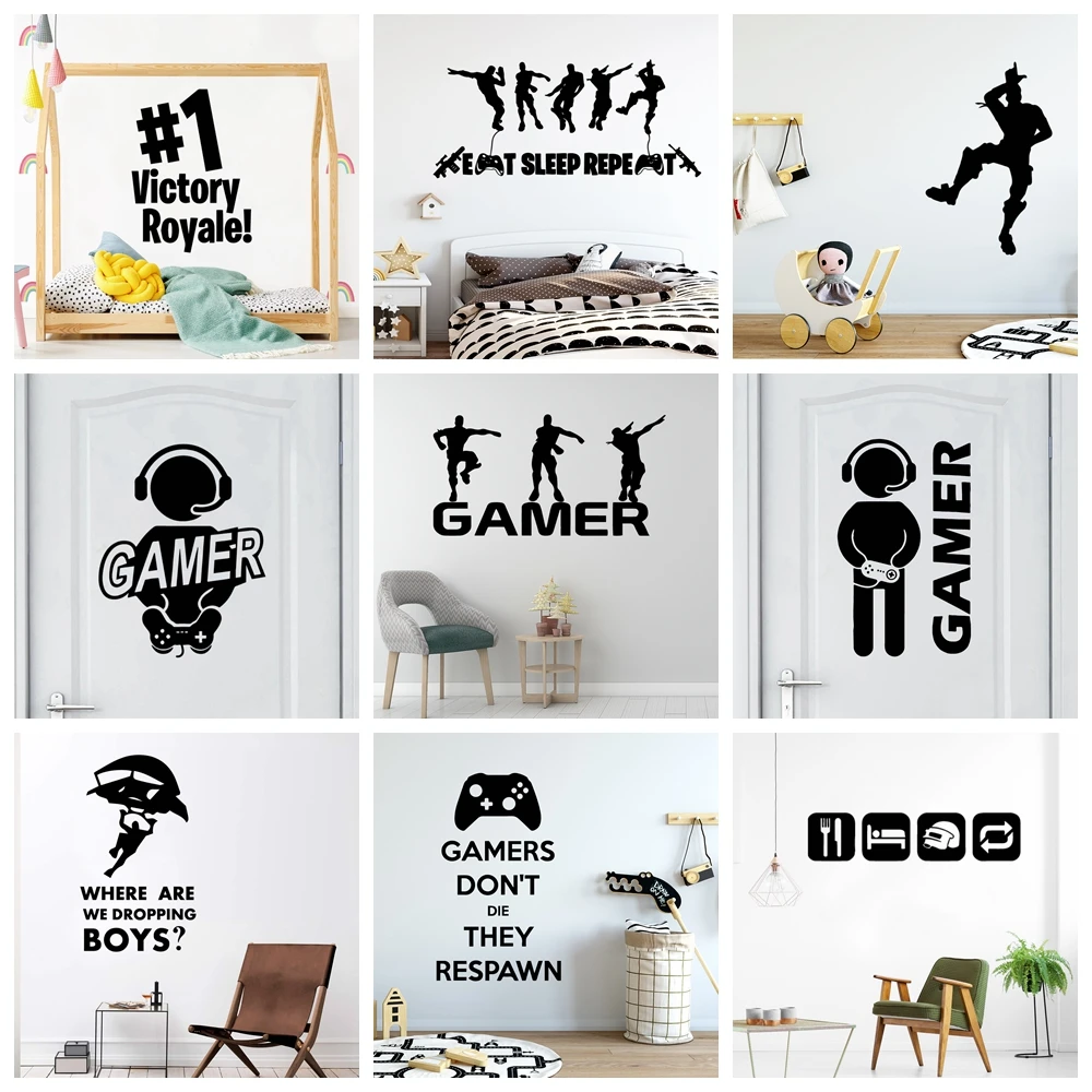 

Gamer Vinyl Wall Sticker For Kids Rooms Home Decoration Wall Decal boys Battle Royale Xbox Stickers Mural Wallpaper Wall Decor