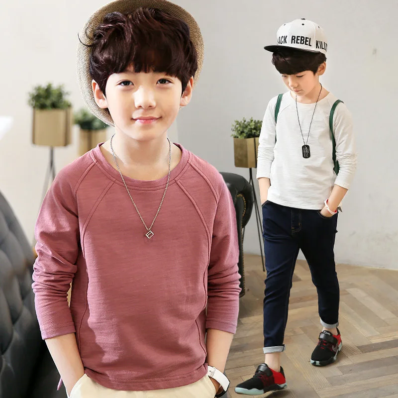 Футболка для мальчиков От 4 до 14 лет детская одежда с длинными рукавами из хлопка