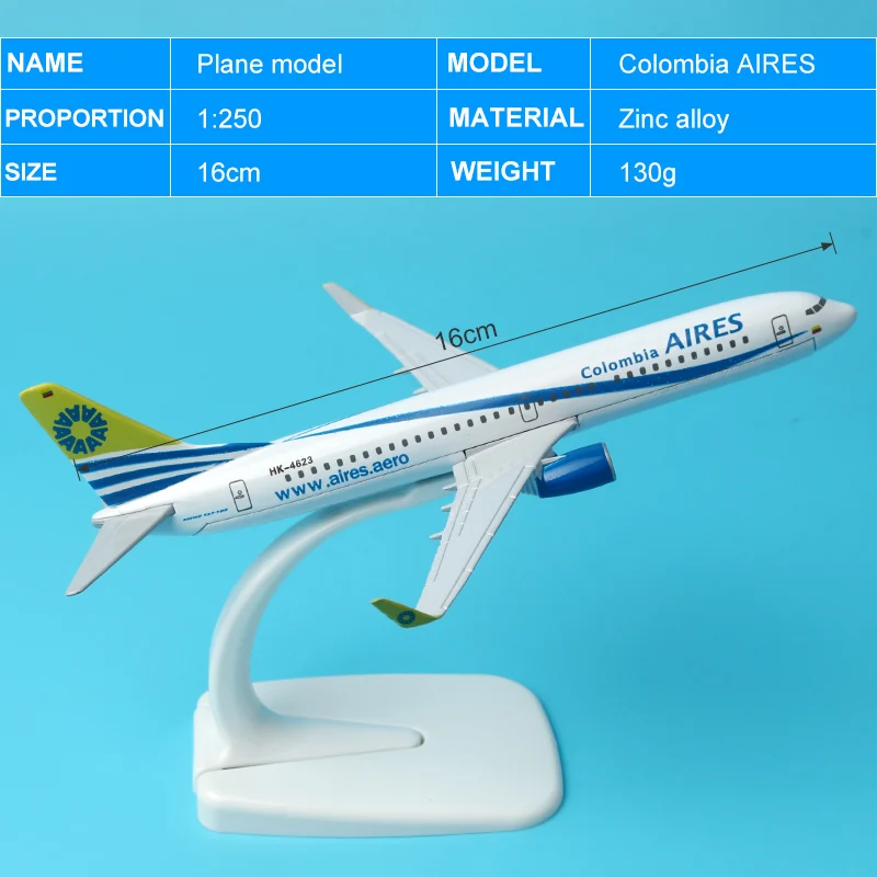 16 см с трёхмерными чертёжами Boeing 737 B737 Колумбия Airline самолет авиационного сплава