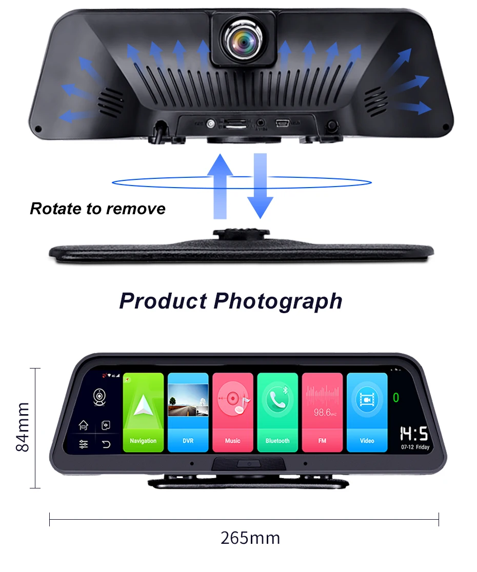 Автомобильный видеорегистратор HGDO 10 дюймов 4G ADAS камера Android 8 1 зеркало заднего