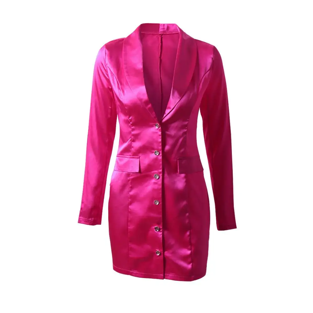 Женское атласное платье-карандаш с v-образным вырезом и длинным рукавом | Женская