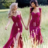 2020 hot purple a line bridesmaid dresses with side split women sweetheart long vestido de fiesta de boda wedding guest gowns